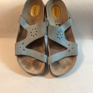 Birkenstock Betula Blue Cutout Sz 10 Flower Sip On Sandals